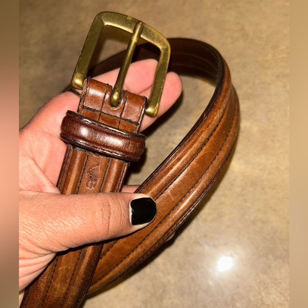 Polo Ralph Lauren Belt - brown Italian leather w/brass buckle - Picture 2 of 9